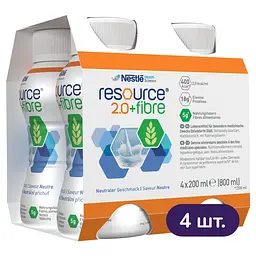 Набір ентеральне харчування Nestle Health Science Resource 2.0+Fibre із нейтральним смаком 3.2 л (4 уп. х 4 шт. х 200 мл)
