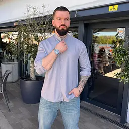 Сорочка чоловіча з льону 32754 XXL сіра - мініатюра 7