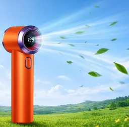 Ручний акумуляторний вентилятор T-238 Turbo Fan / Вентилятор портативний ручний з дисплеєм USB 5Вт