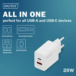 Digitus Зарядний пристрій 1хUSB-C, 1хUSB-A, 20W - мініатюра 5
