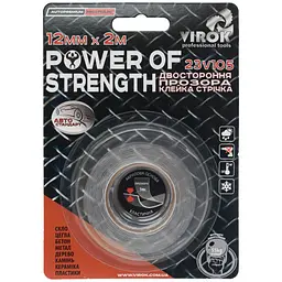 Стрічка клейка автомобільна двостороння Virok Power of strength 12мм х 2м прозора (23V105)