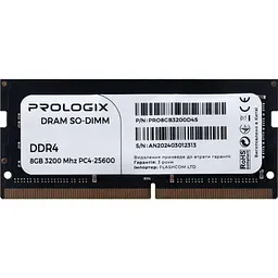 Модуль пам'яті ProLogix DDR4 8GB SO-DIMM 3200MHz (PRO8GB3200D4S)