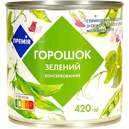 Горошок зелений Премія консервований, 420 г
