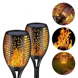Ліхтар садовий світильник на сонячній батареї 80 см Solar flame - мініатюра 2