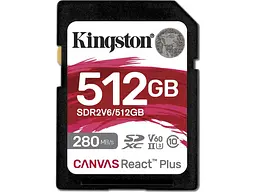 Карта пам'яті Kingston Canvas React Plus SDXC UHS-II U3 V60 Class 10 512 GB (SDR2V6/512GB)