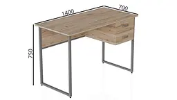 Комп'ютерний стіл Ferrum-decor Таккота 75x140x70 сірий ДСП Дуб Артізан 32мм (FRD-102356) - мініатюра 2