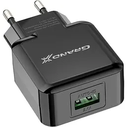 Зарядний пристрій Grand-X CH-03UMB (5 В / 2.1 А + кабель DC — Micro-USB) чорний (CH-03UMB)
