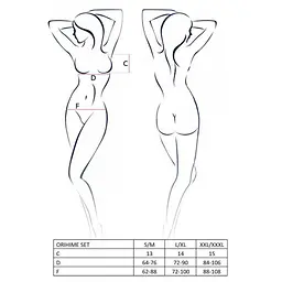 Комплект білизни Passion ORIHIME SET XXL/XXXL, white, стрепи, ліф і трусики - мініатюра 5