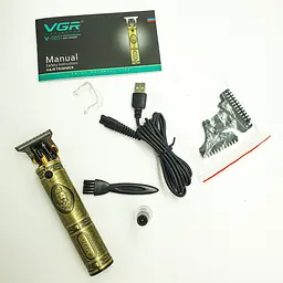 Машинка для стрижки волосся акумуляторна USB стрижка 3 насадки металевий корпус VGR V-085 - мініатюра 5