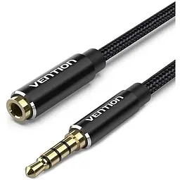 Кабель мультимедійний 3.5mm M to 3.5mm F 1.0m black Vention (BHBBF)