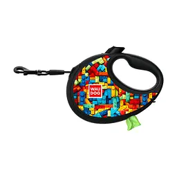 Повідець для собак WAUDOG R-leash з контейнером для пакетів "Блоки", світловідбивна стрічка, L (257-4056) - мініатюра 2