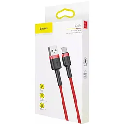 Дата кабель Baseus Cafule USB to Type-C Cable 2A (2m) (CATKLF-C) Червоний - мініатюра 5