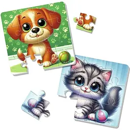 Гра розвиваюча Vladi Toys М'які пазли Котик та песик VT1102-37 Різнокольоровий