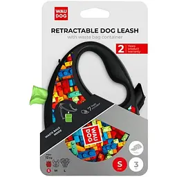 Повідець-рулетка для собак з контейнером Waudog R-leash Блоки зі світловідбивною стрічкою S 12 кг 3 м - мініатюра 3