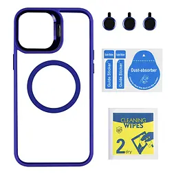 Чохол із підставкою MagSafe TPU PC Metal Stand Case and Camera Lenses Apple iPhone 13 Pro Max Dark Blue - мініатюра 2