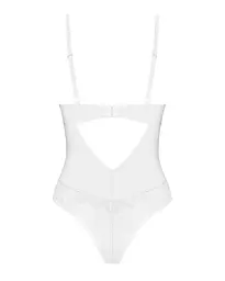 Боді Obsessive Alissium Teddy White, M/L, ліф з м’якою чашкою, високі вирізи для ніг - мініатюра 6