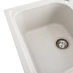 Кухонна мийка Platinum 7950 Equatoria гранітна глянцева з кріпленням 79x50 см біла в крапку (000035782) - мініатюра 4