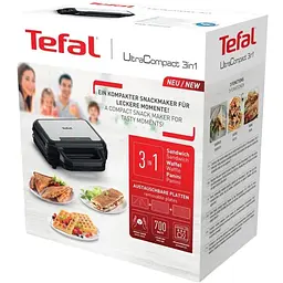 Мультимейкер Tefal UltraCompact 3в1 700 Вт тефлон 3 пластини корпус метал/пластик чорно-сірий (SW383D10) - мініатюра 6