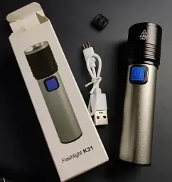 Акумуляторний LED ліхтарик Bailong BL-K31-T6 4 режими, зум, зарядка microUSB, металевий корпус - мініатюра 7