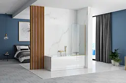 Шторка для ванни Rea Elegant 80 brushed gold нерухома REA-W6601, Універсальна, прозорий, золотий - мініатюра 4