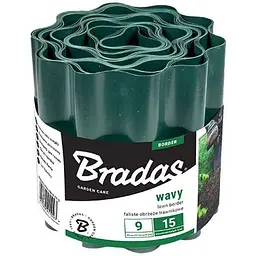 Бордюр газонний BRADAS пластик хвилястий 9мх10см зелений, OBFG 0910