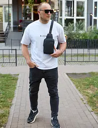Чоловіча сумка-слінг через плече 13х20х5 з візерунком для телефону Tiding Bag TD-67389 чорна 5 см - мініатюра 5