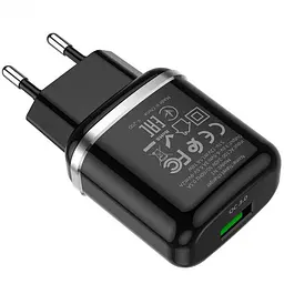 Мережевий зарядний пристрій Hoco N3 Special single port 1USB, QC3.0 3A Black - мініатюра 4
