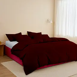 Комплект постільної білизни Cosas євро з простирадлом на резинці RUBY CS1 200 x 220 см (Ranfors_Bordo_El-White_200) - мініатюра 3