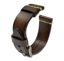 Шкіряний ремінець Primolux C052B Steel buckle для годинника Honor MagicWatch 2 46 мм Dark Brown - мініатюра 7
