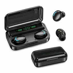 Бездротові навушники F9 TWS bluetooth 5.1 black OPM з павербанком - мініатюра 9