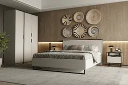 Ліжко двоспальне Moreli Forte F-0010 у стилі Loft на металевих ніжках 1680х980х2126 мм Кашемір