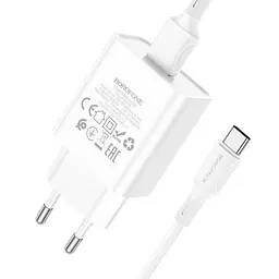 Блок живлення та кабель Borofone BA74A Aspirer single port charger set Type-C білі - мініатюра 7