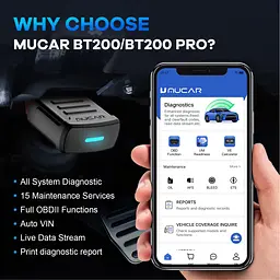 Універсальний автосканер Мультимарочний OBD2 Mucar BT200 Професійний діагностичний автомобільний сканер ОБД2, EOBD, ELM327 (19803) - мініатюра 4