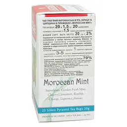 Чай трав'яний Akbar Moroccan Mint з м'яти з цедрою апельсина в пірамідках 30 г (20 шт. х 1.5 г) (5014176014254) - мініатюра 4