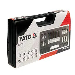 Набір головок торцевих Yato з насадками TORX квадрат 1/2"-1/4", TORX T10-T60, 18 шт. (YT-7751) - мініатюра 4