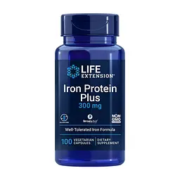 Білковий сукцинілат заліза Life Extension Iron Protein Plus 300 mg, 100 вегакапсул для підтримки імунної системи