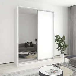 Шафа-купе дводверна MebelStar Комбо AL ДСП/Дзеркало 180x45x240 см Аляска білий (MBS-4099)