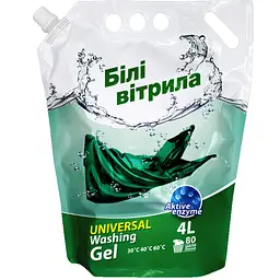 Універсальний рідкий засіб Білі вітрила Universal Washing Gel для автоматичного та ручного прання білизни дой-пак 4 л
