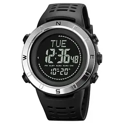 Годинник чоловічий спортивний з компасом Skmei 2096 Compass (Чорний з сріблястим)