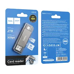Адаптер перехідник Hoco HB39 USB/Type-C 3.0 сірий - мініатюра 8