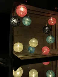 Гирлянда тайская Cotton Balls 10 led, длина 180см на батарейках АА - мініатюра 4