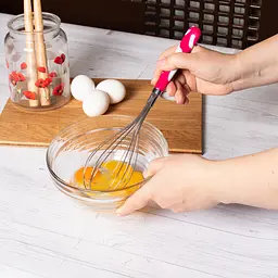 Вінчик кухонний з керамічною ручкою 29 см, Kitchen Master Рожевий 85766 - мініатюра 2