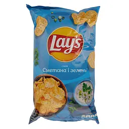 Чипси Lay's зі смаком сметани і зелені 170 г (248533)