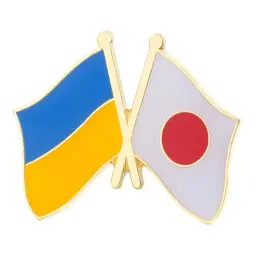 Подвійний значок-пін «Україна – Японія» 25 × 19 мм (00263)