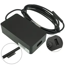 Блок живлення для планшета MICROSOFT 15V 4A 65W 6pin Чорний (Surface Pro 5 Pro 6 Pro 4 Pro3 Book) (без мережевого кабеля