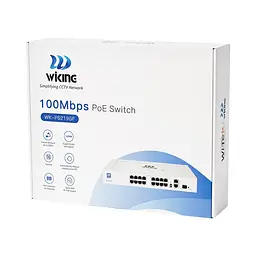 PoE-комутатор 19-портовий некерований Wiking WK-PS219GF, 16x100Mbps PoE, 2x1000Mbps Uplink, 1x1000Mbps SFP, 180W (73-00272) - мініатюра 9