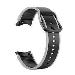 Браслет Double Line для Samsung Galaxy Watch 4 - чорно-сірий ширина кріплення 20мм силікон Watchbands (W12-4WB90238599) - мініатюра 2