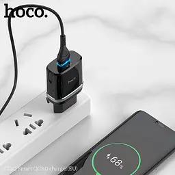 Адаптер мережевий HOCO Smart FCP/AFC C12Q 1USB 18 W black - мініатюра 4