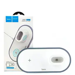 Зарядка бездротова QI Hoco CW21 Wisdom 3-in-1 iphone / watch / airpods charge біла - мініатюра 4