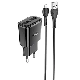 МЗП Hoco C88A Star round 2.4A (2USB-A) + кабель USB to Lightning Чорний